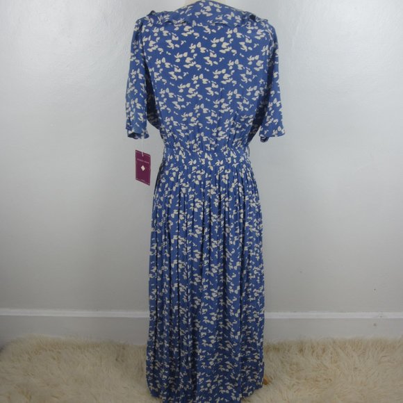 COPY - Vtg EILEEN WEST CottageCore Blue Floral Dress 10 - Picture 5 of 11